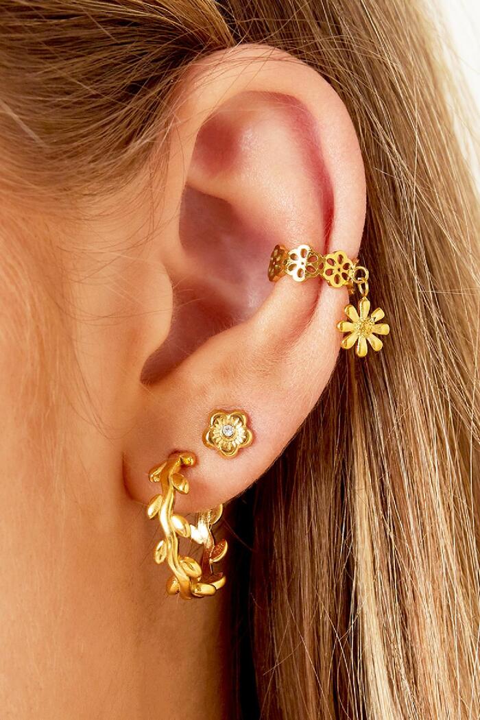Boucles d'oreilles en acier inoxydable couronne de laurier Argenté Image2